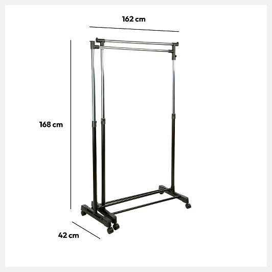 Suporte duplo de metal com 1 barra rotativa,  Suporte duplo de metal com 1 barra rotativa