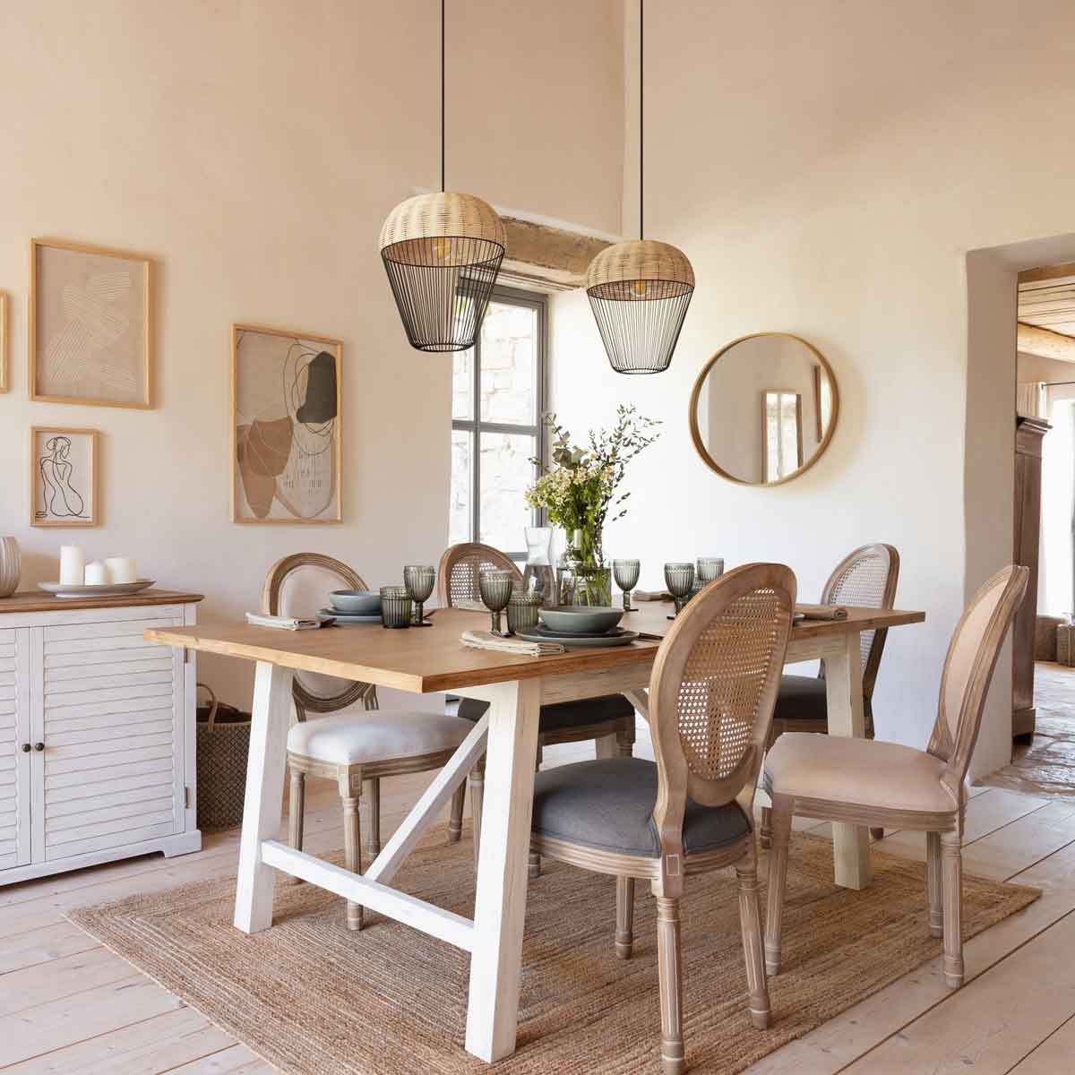 Mesa de jantar retangular OLBIA em madeira ac&aacute;cia