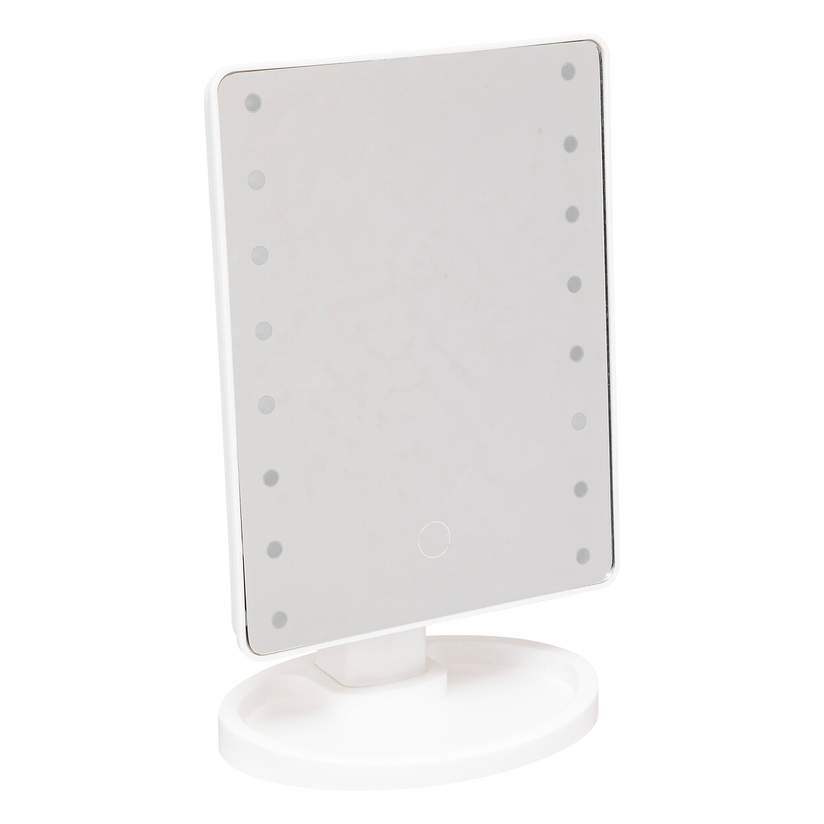 Espelho wc led em plástico branco 26cm