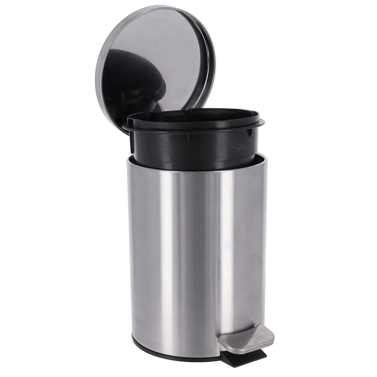 Balde wc prateado em a&ccedil;o inox 3l