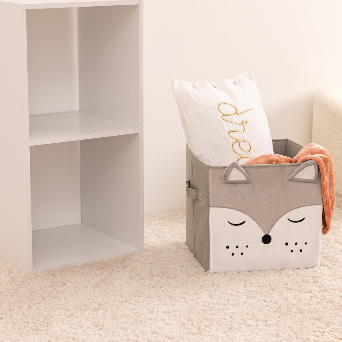 Cubo de arruma&ccedil;&atilde;o raposa cinza 29cm
