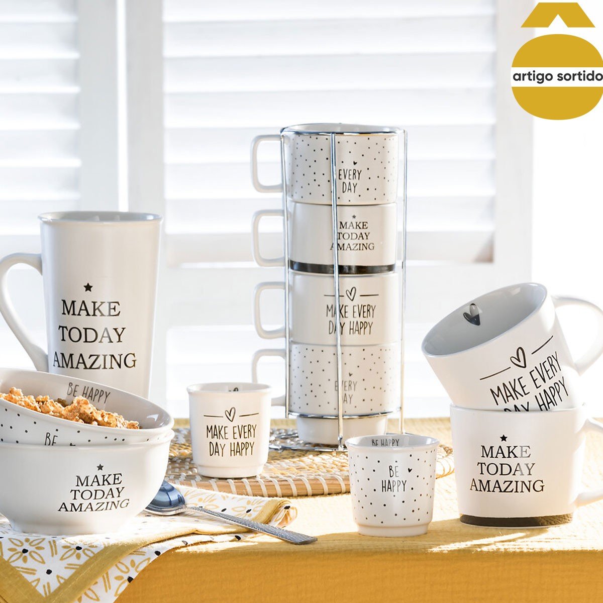 Caneca HAPPY em cerâmica 32cl
