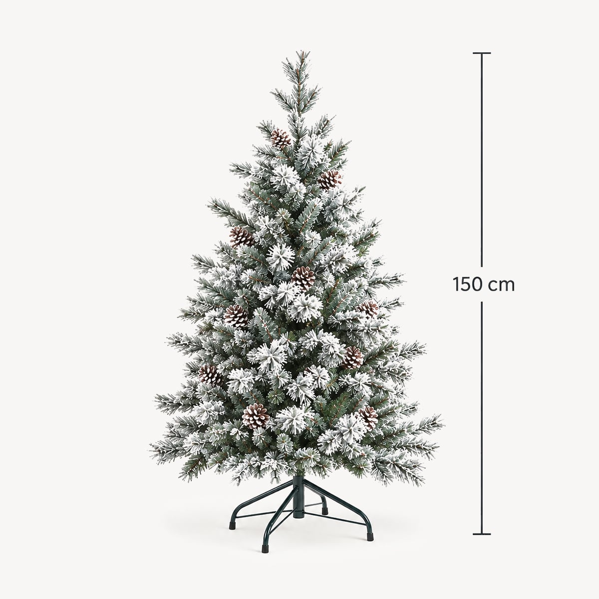 &Aacute;rvore de natal YUKON verde efeito neve com pinhas 150cm