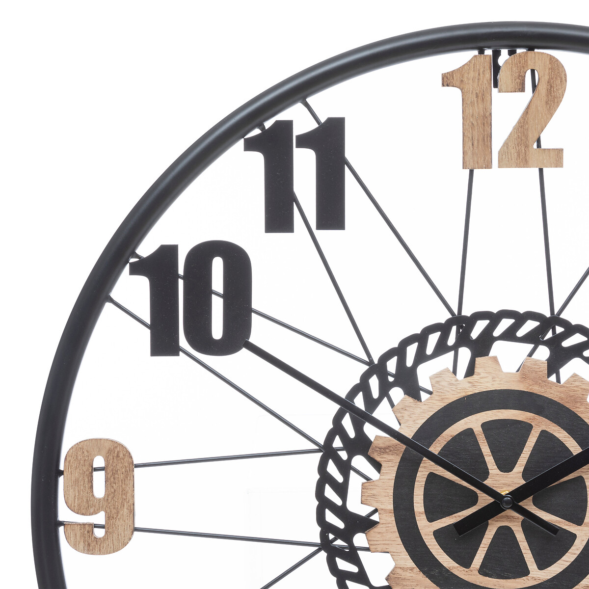 Relógio de parede MOHAN bege e preto em mdf e metal 65cm