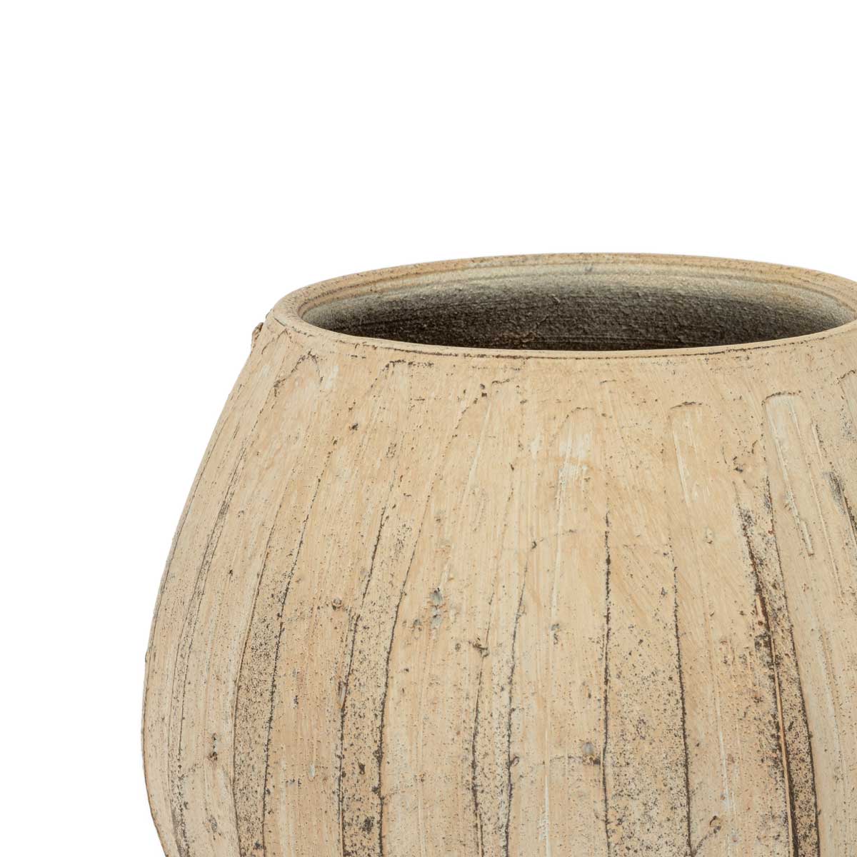 Vaso de cer&acirc;mica choupo riscado cinza 18cm