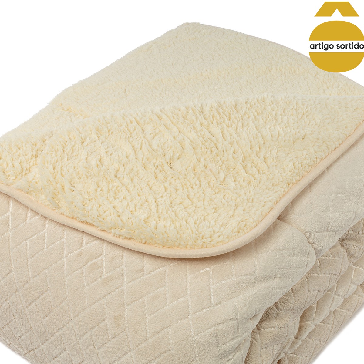 Edredão sherpa JACK bege 220x240cm,  Edredão sherpa JACK bege 220x240cm