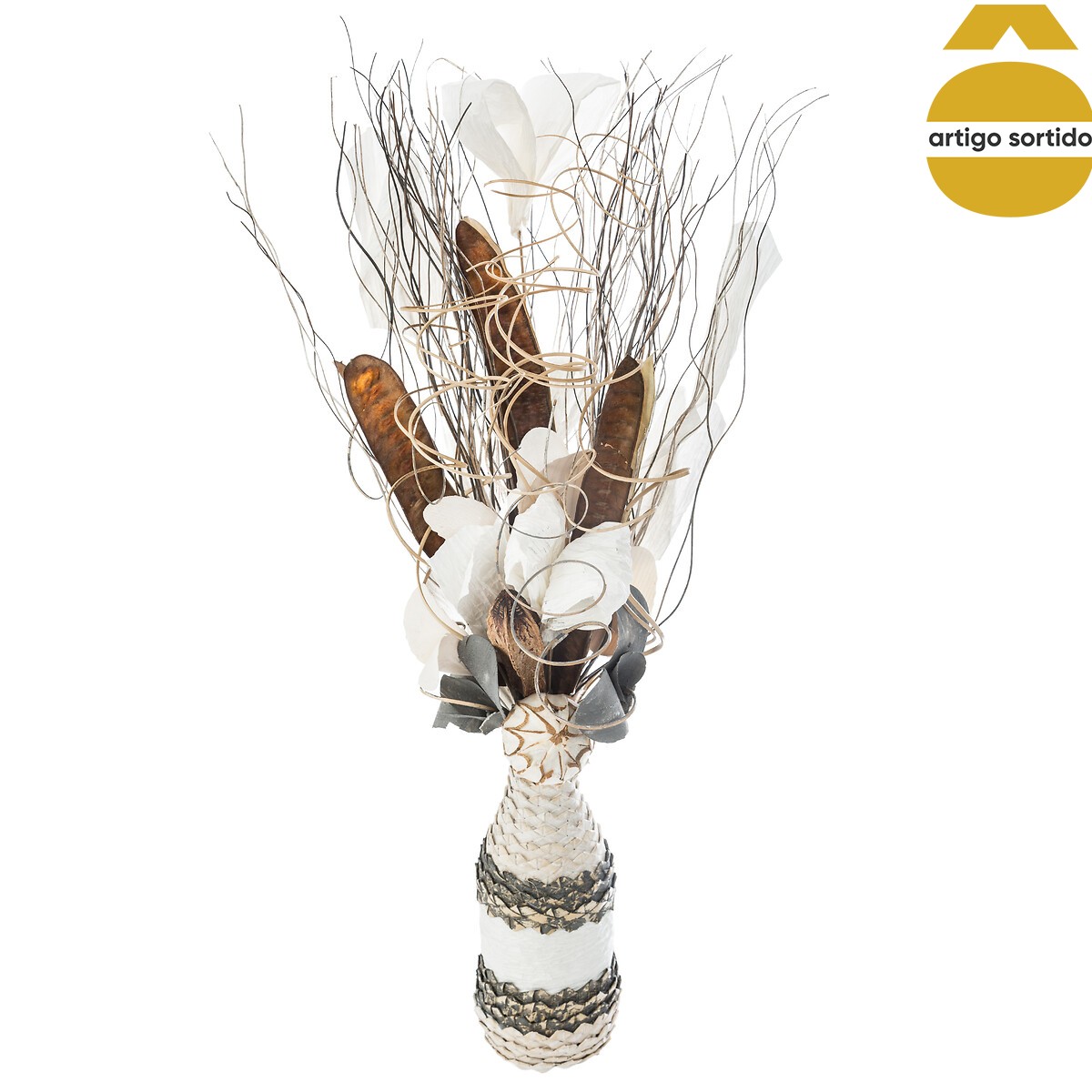 Jarra com flor artificial osier 52cm