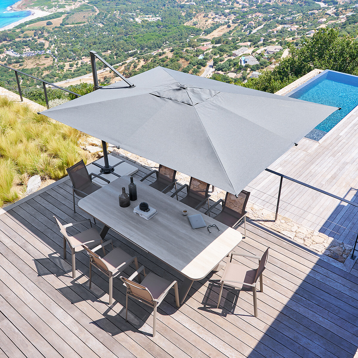 Guarda-sol MELHIA invertido graphite anthracite 4x3m