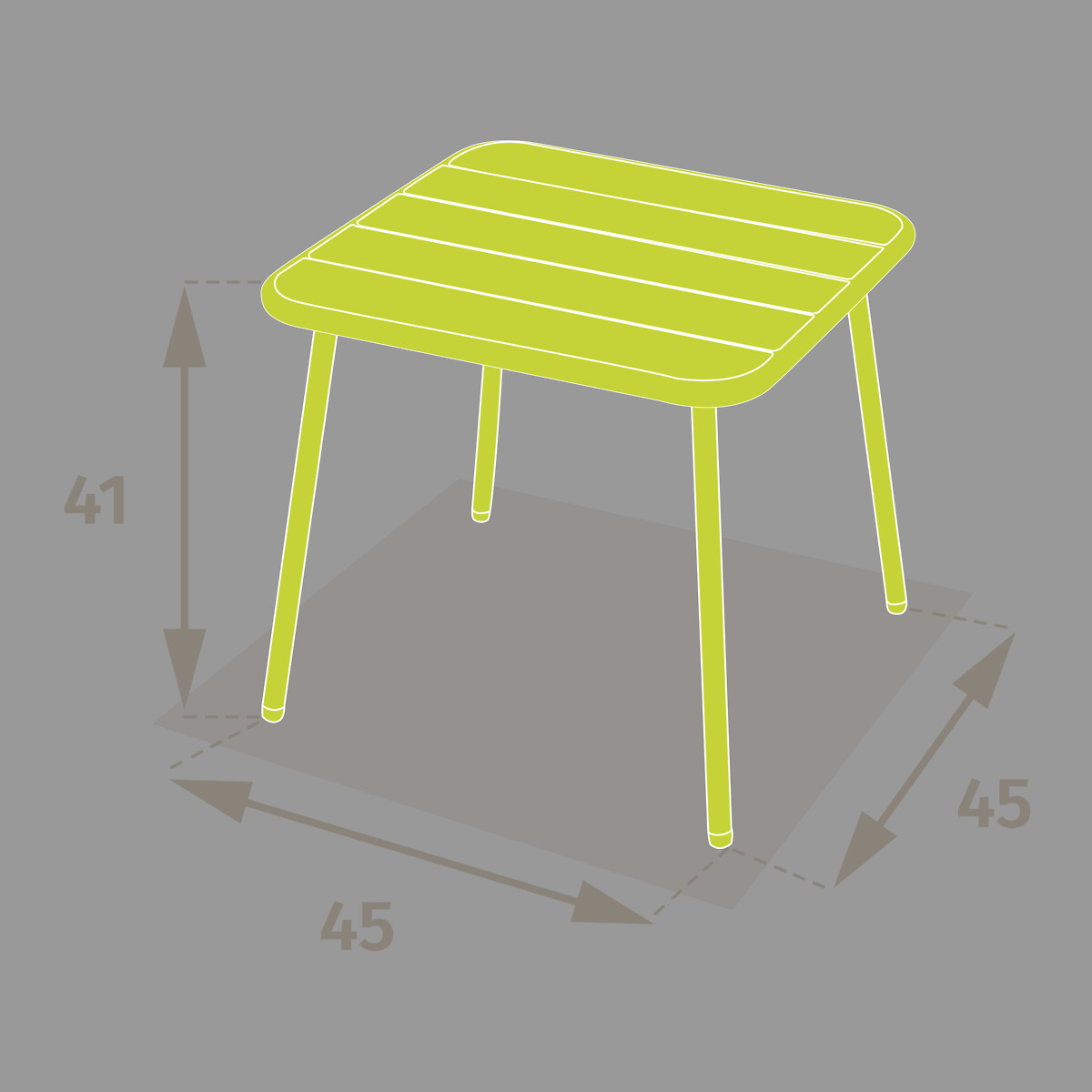 Mesa PHUKET verde em metal,  Mesa PHUKET verde em metal