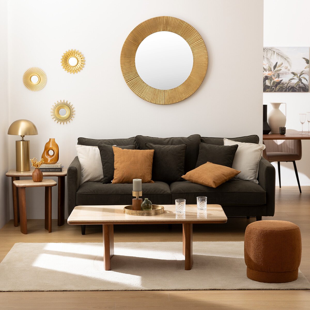 Conjunto de 2 mesas de apoio JIVAN em madeira acácia