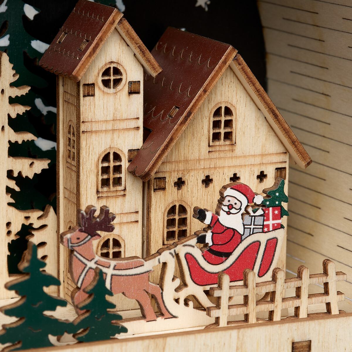 Cen&aacute;rio figura bola de natal com pai natal 21x9x22cm