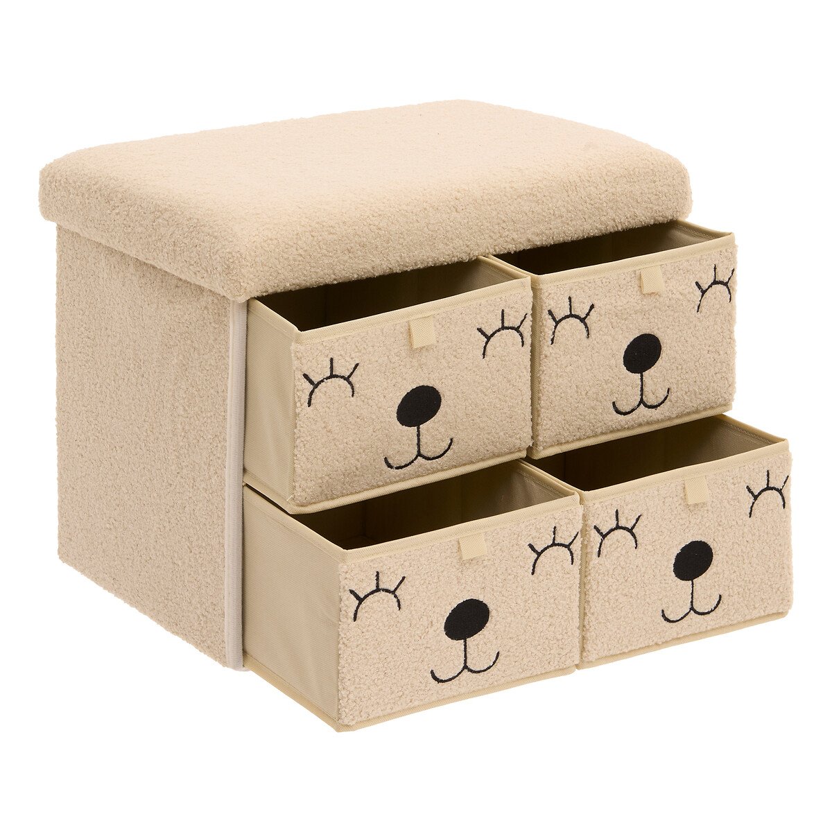 Pufe EZZIO com 4 gavetas de arruma&ccedil;&atilde;o