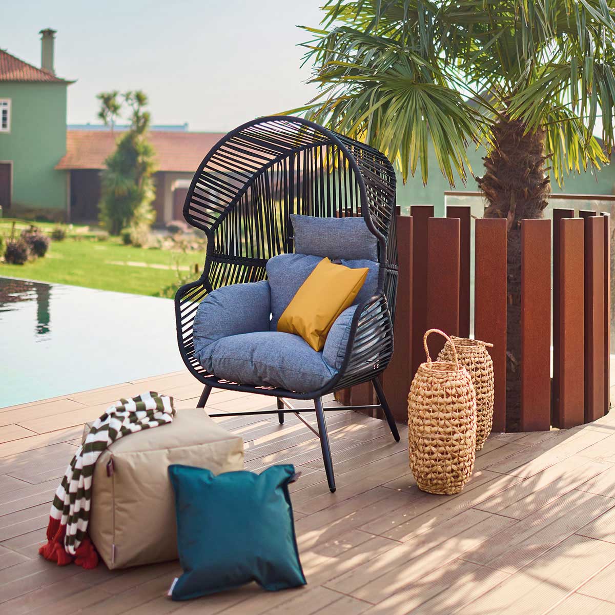 Almofada impermeável verde olive 45x45cm