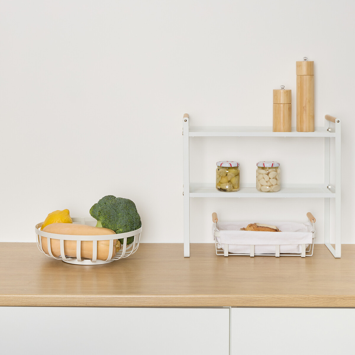 Fruteira branco em metal 28cm