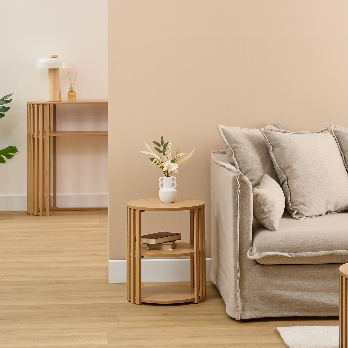 Mesa de apoio SLAT bege D40x48cm