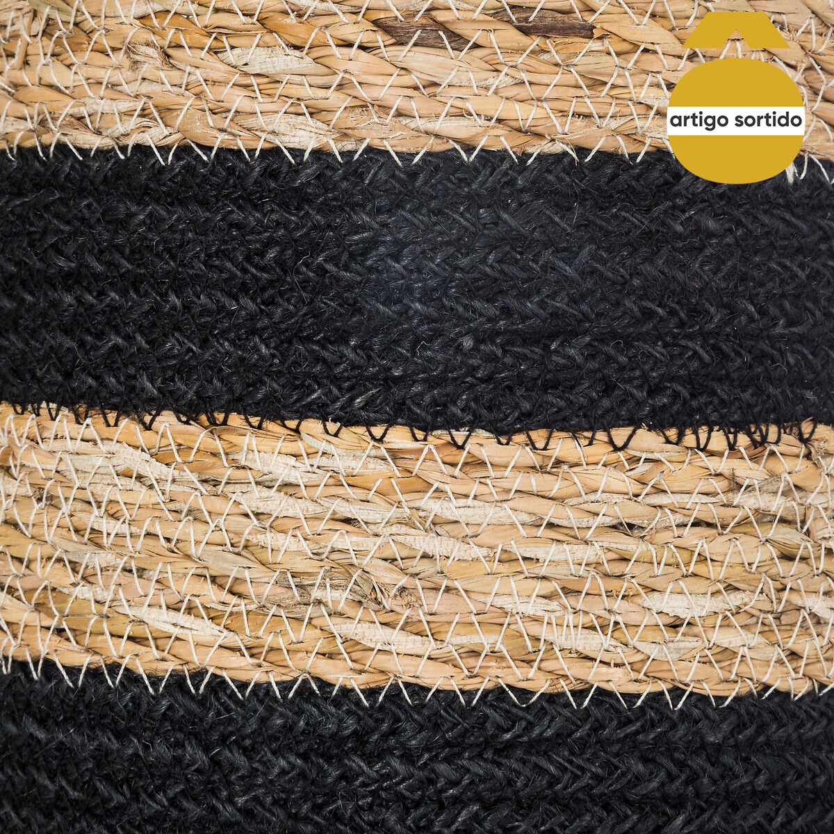 Cesto seagrass natural e preto 27x27cm