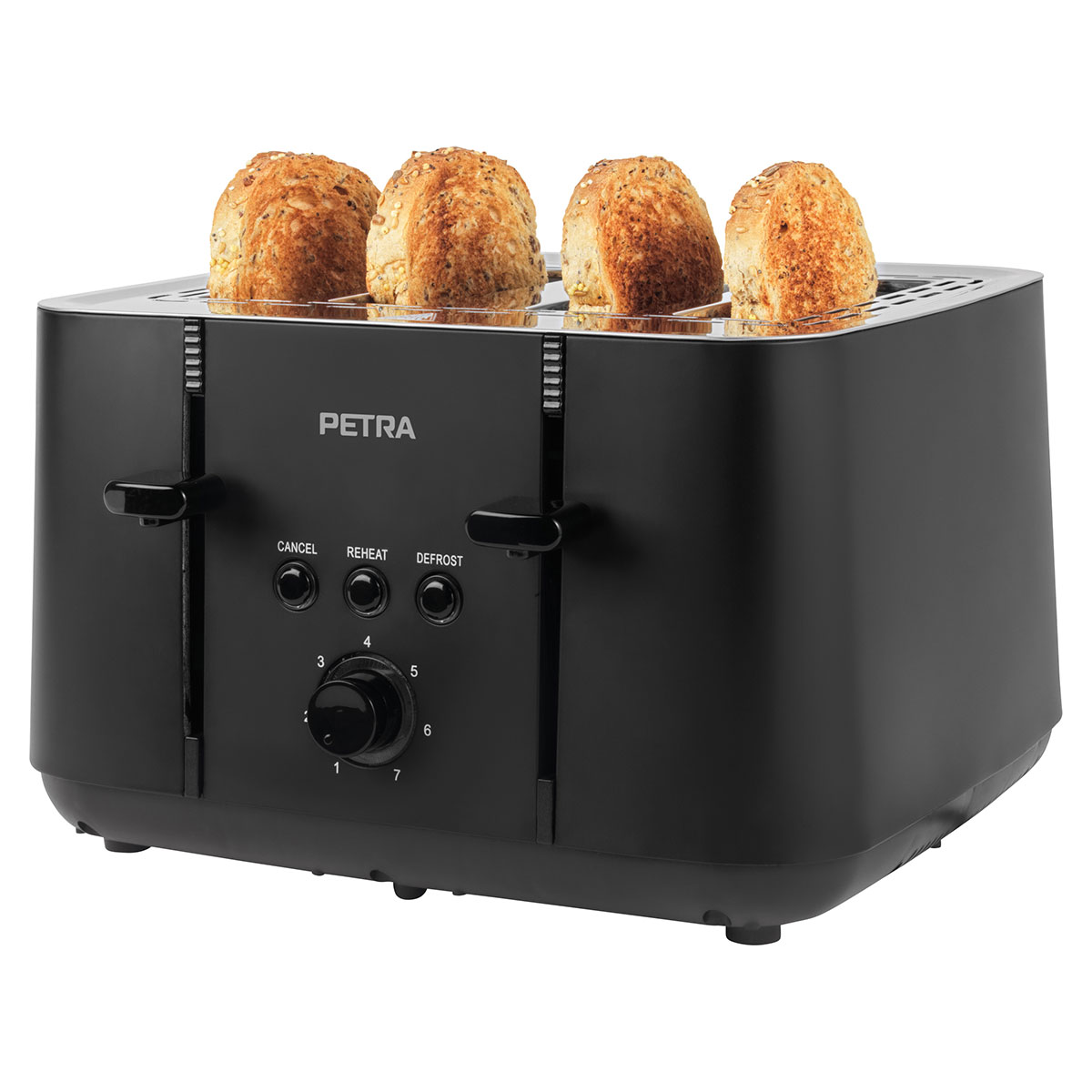 Torradeira Petra preta mate para 4 fatias