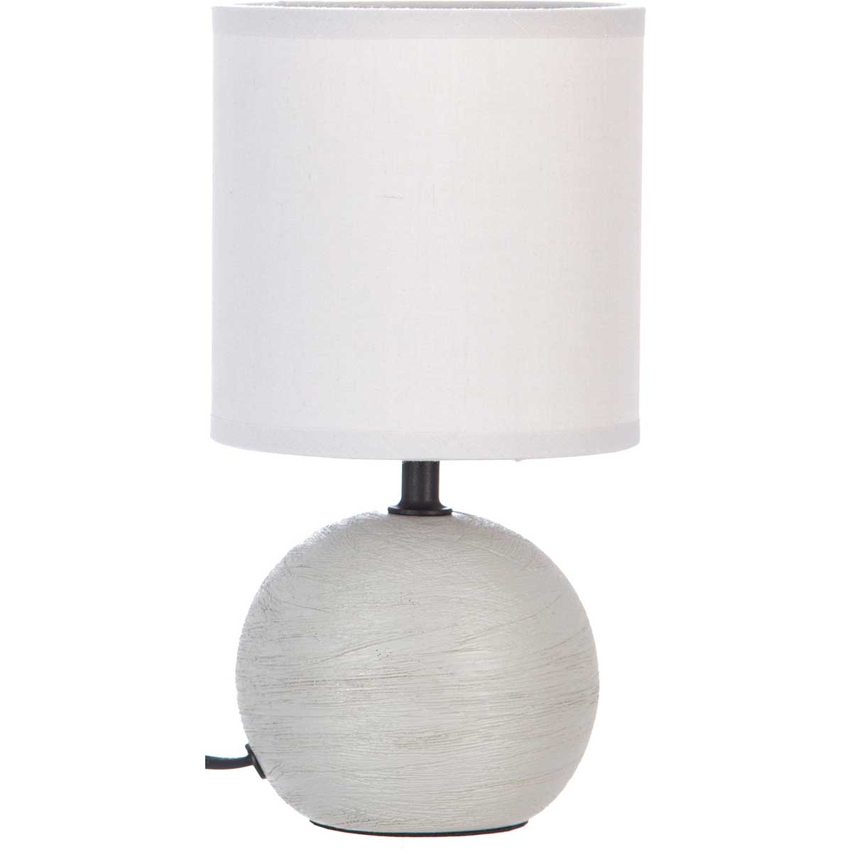 Candeeiro de mesa TIMEO cinza em cerâmica com nervuras,  Candeeiro de mesa TIMEO cinza em cerâmica com nervuras