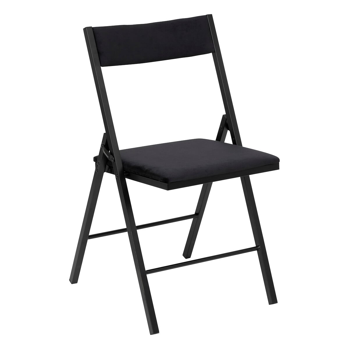 Cadeira dobr&aacute;vel em metal preta