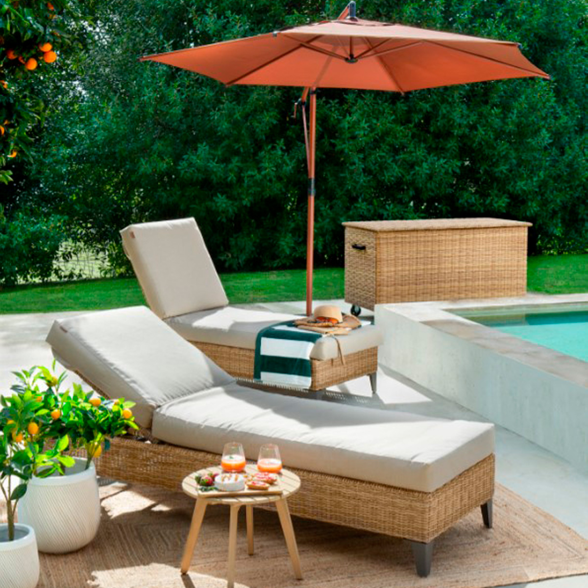 Guarda-sol MANOA descentrado acajou 3m