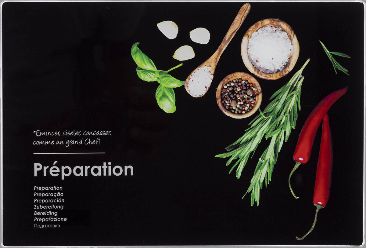 T&aacute;bua de cozinha preta decorada em vidro temperado 20x30cm