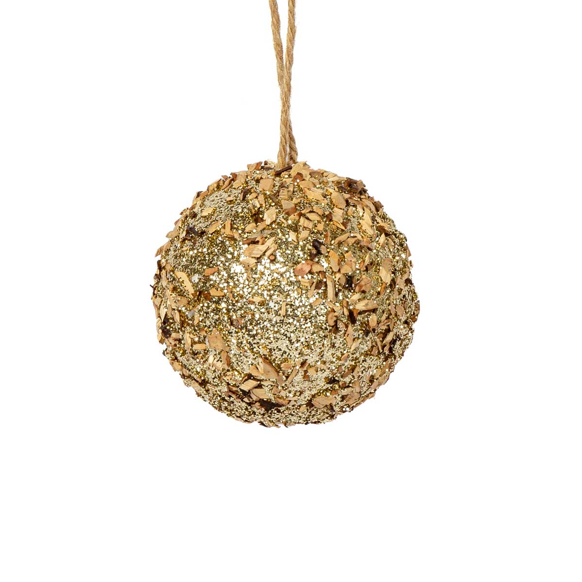 Bola de natal dourada com efeito 10cm