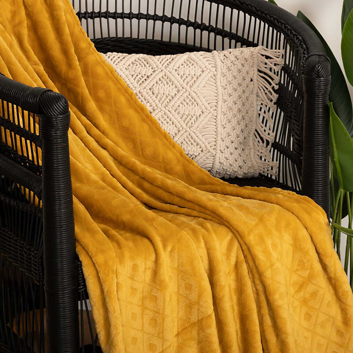 Manta losangos ocre 180x230cm