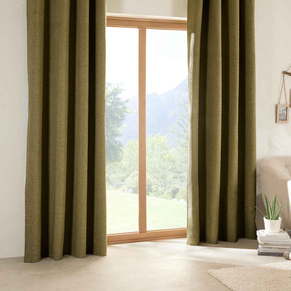 Cortina AUTOMNE bouclette verde caqui isolante 140x260cm