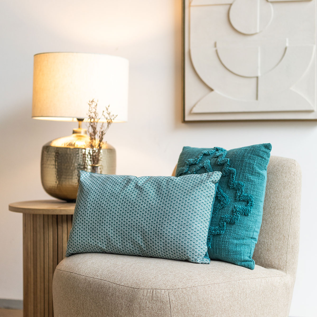 Almofada OTTO azul petr&oacute;leo 30x50cm