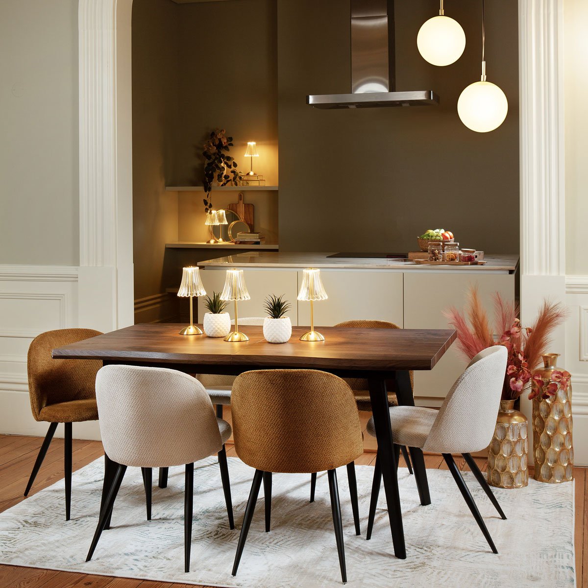 Mesa de jantar extens&iacute;vel TADIM castanha