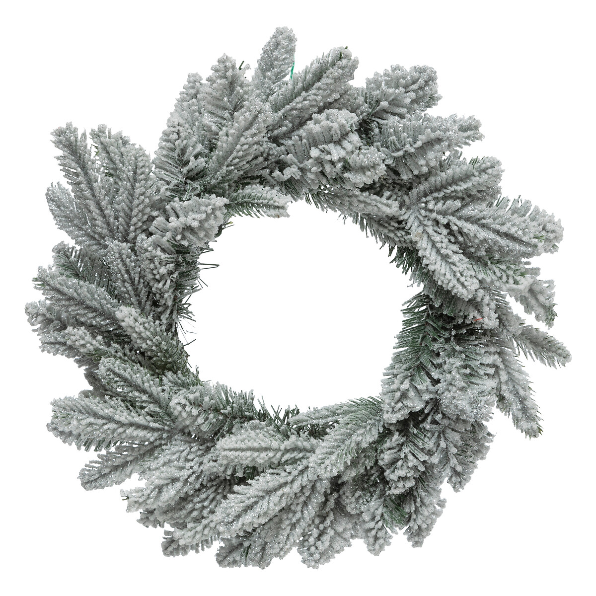 Coroa FROSTY verde com neve 40cm