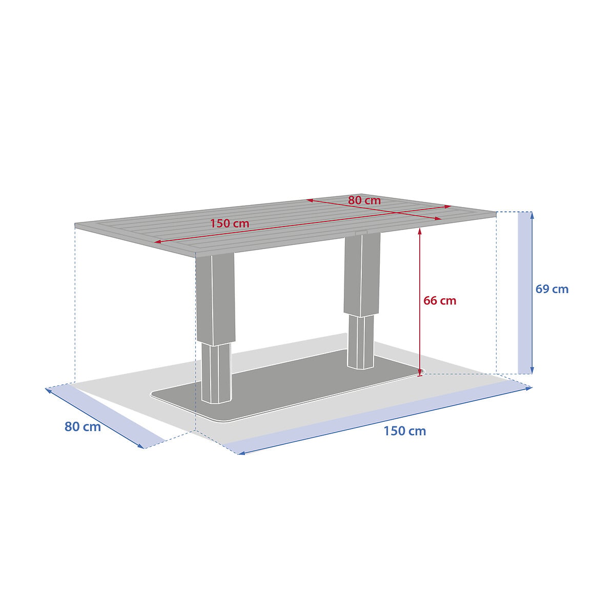 Mesa de centro SALIMIA elev&aacute;vel em alum&iacute;nio