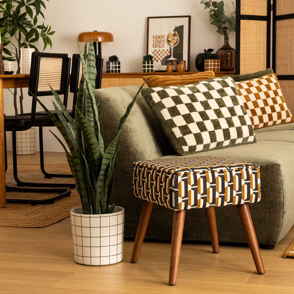 Tamborete CHIARA em tecido decorado