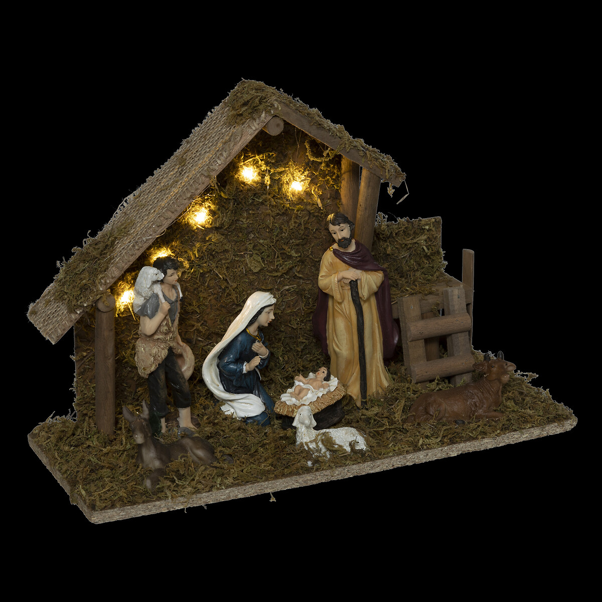 Presépio cabana led com 7 figuras,  Presépio cabana led com 7 figuras