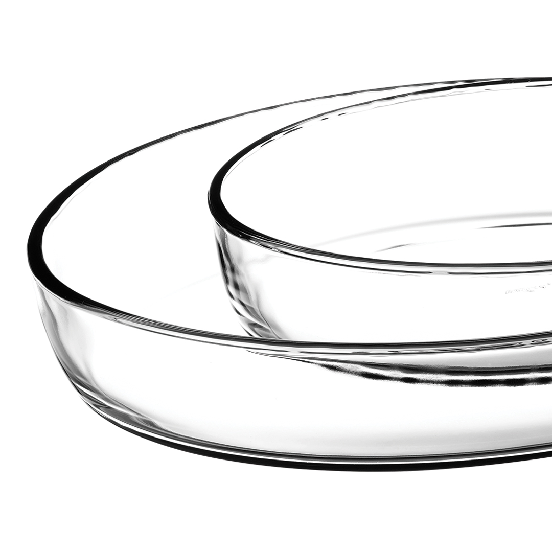 Conjunto de 2 travessas ovais em vidro