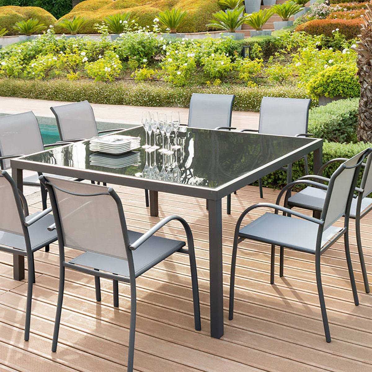 Cadeira com bra&ccedil;os PIAZZA galet e graphite