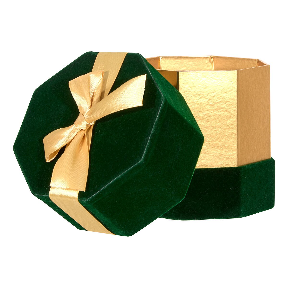 Conjunto de 3 caixas de oferta em veludo verde