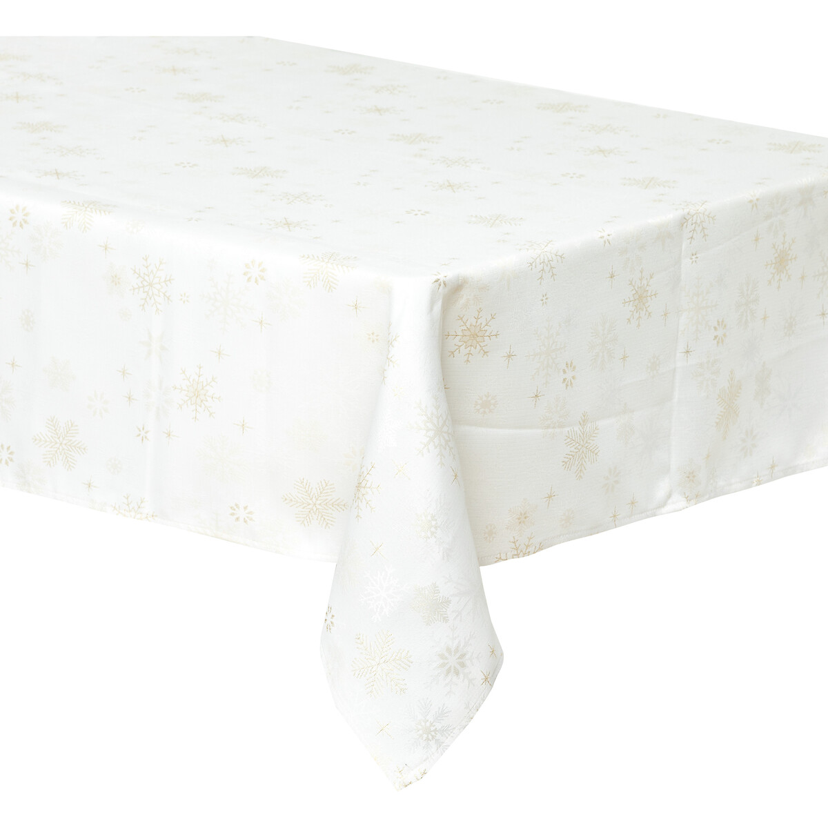 Toalha De Mesa Branca Com Flocos Dourados 140x240cm