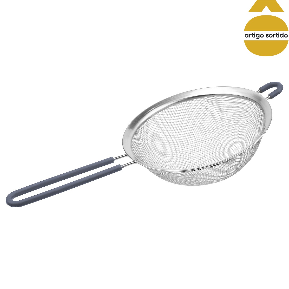 Coador em inox com cabo silicone 20cm,  Coador em inox com cabo silicone 20cm