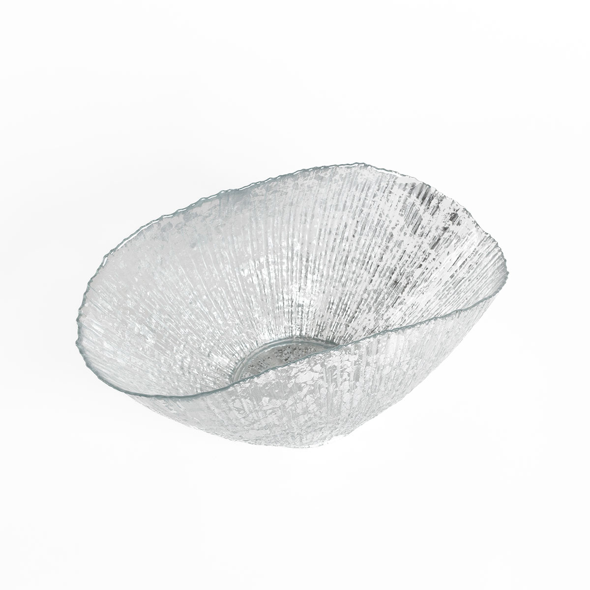 Centro de mesa prateado em vidro 20x36cm