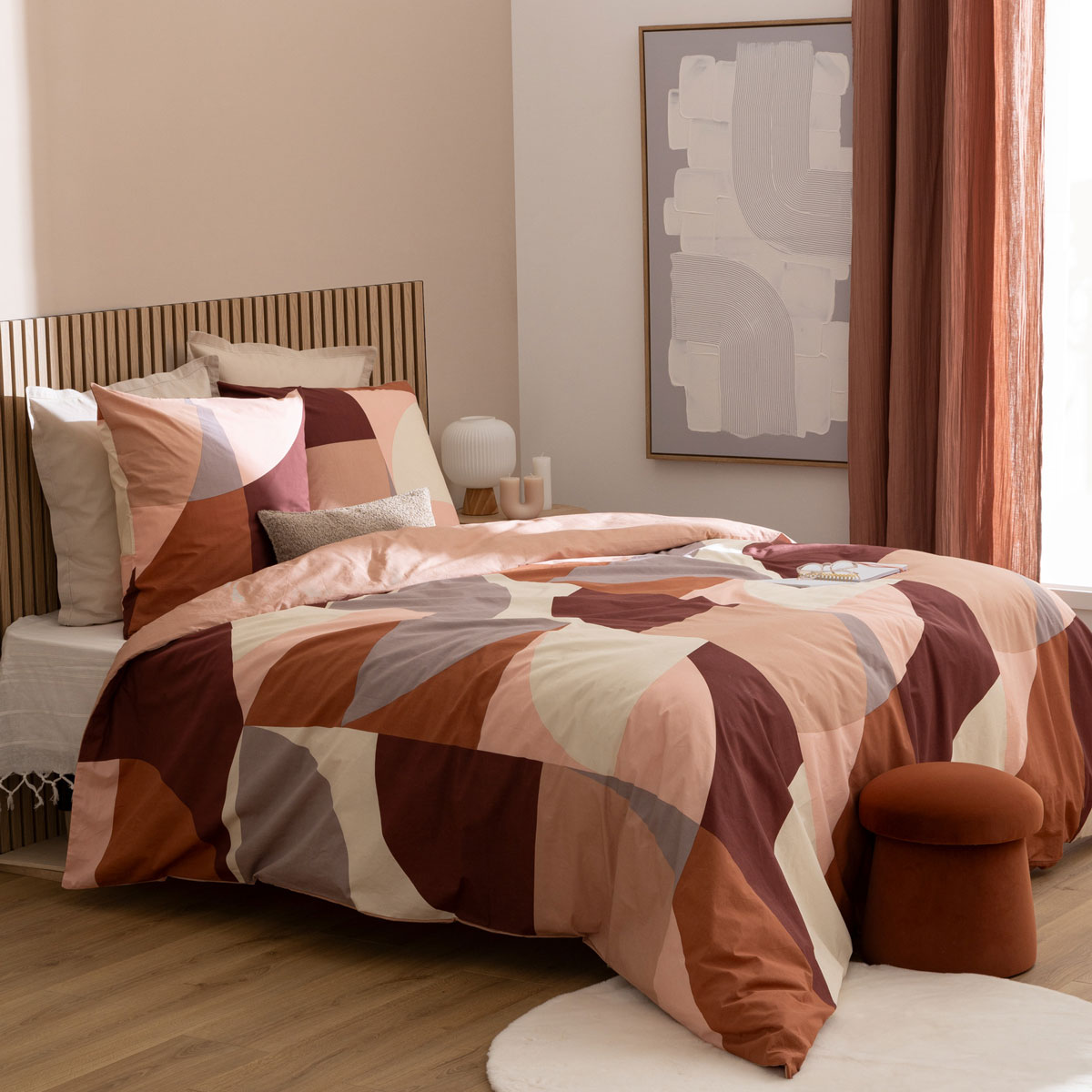 Pufe NOA terracota em veludo 40x37cm