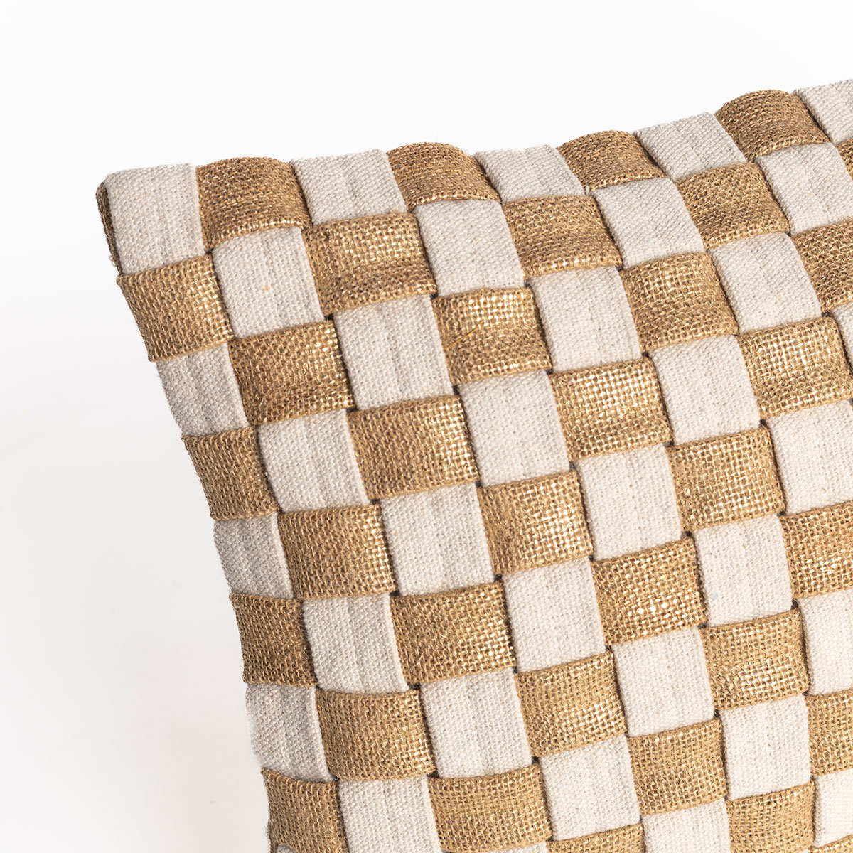 Almofada TRESOR castanha com quadrados 30x50cm