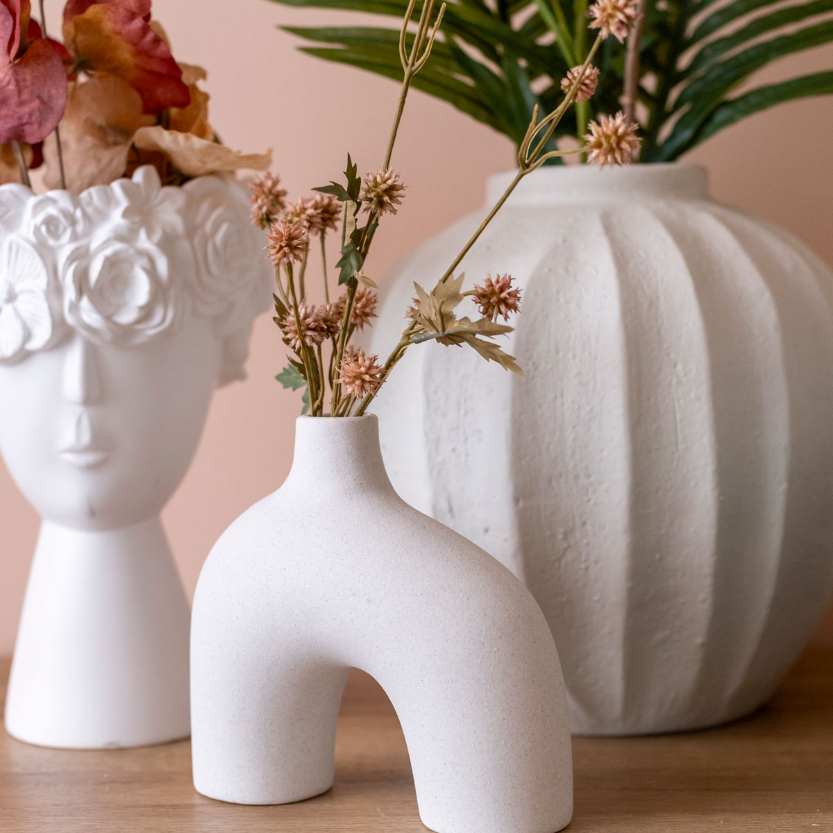 Jarra de cer&acirc;mica areada branca ASY