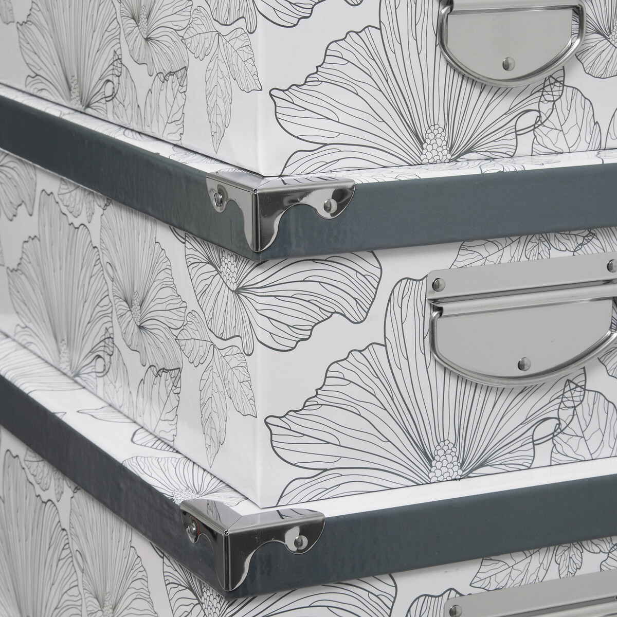 Conjunto de 6 caixas de arruma&ccedil;&atilde;o com flores