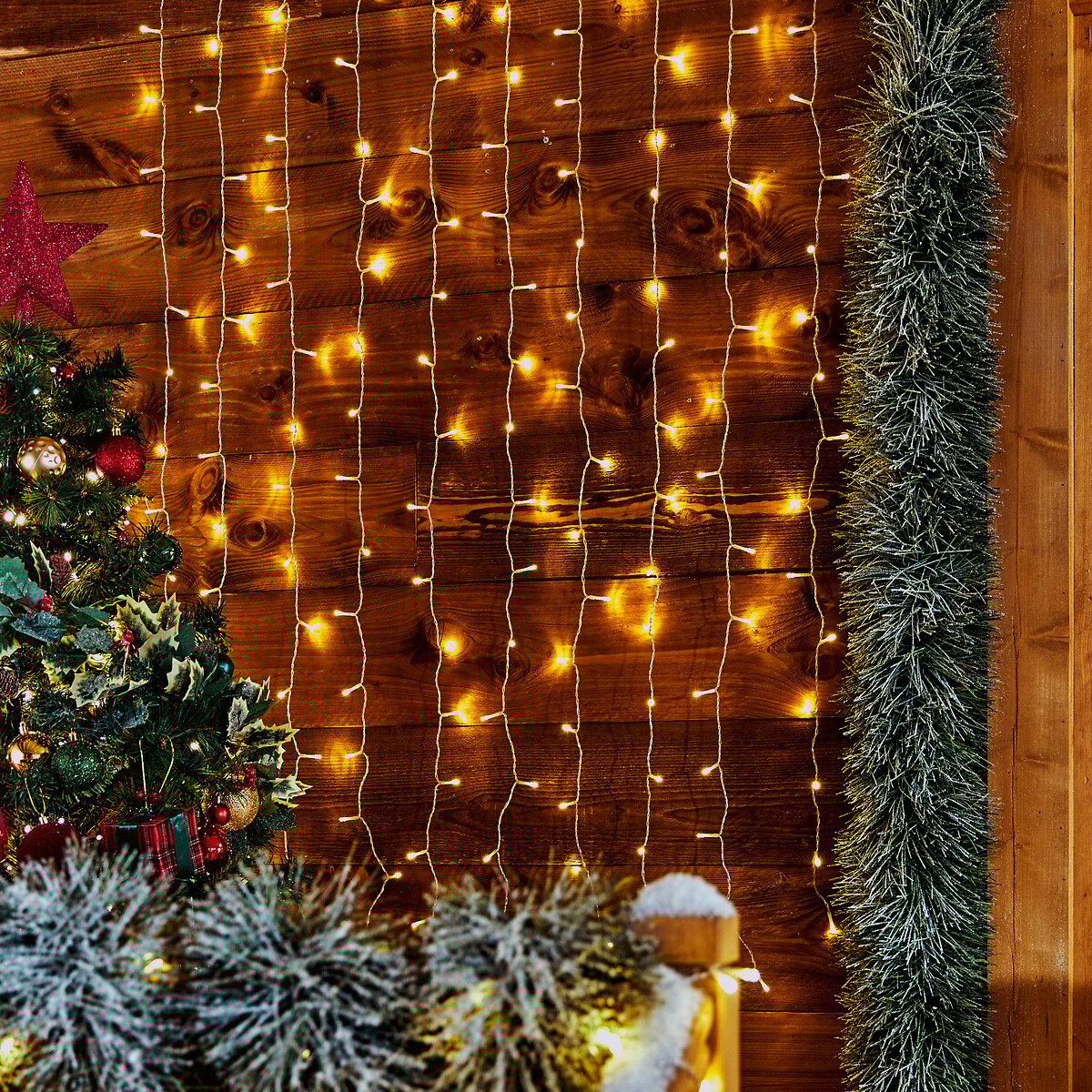 Cortina de natal branco quente 200 leds