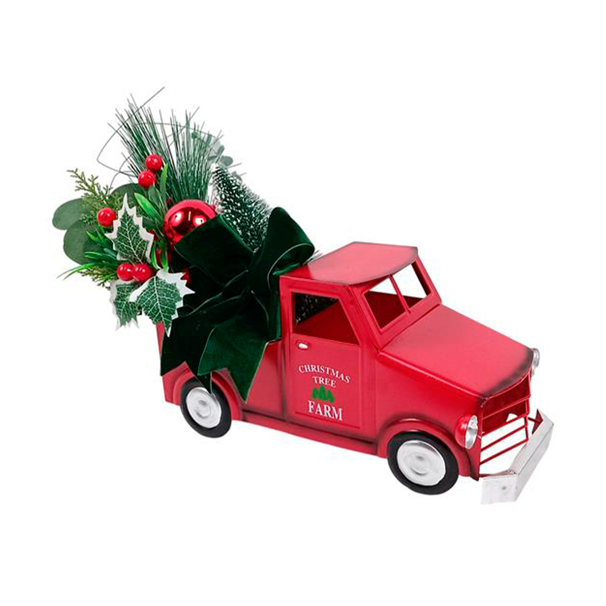 Pick Up Vermelha Com &Aacute;rvore De Natal 46cm
