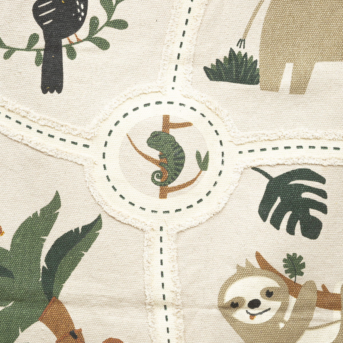 Tapete JUNGLE animais cru com franjas 100x150cm