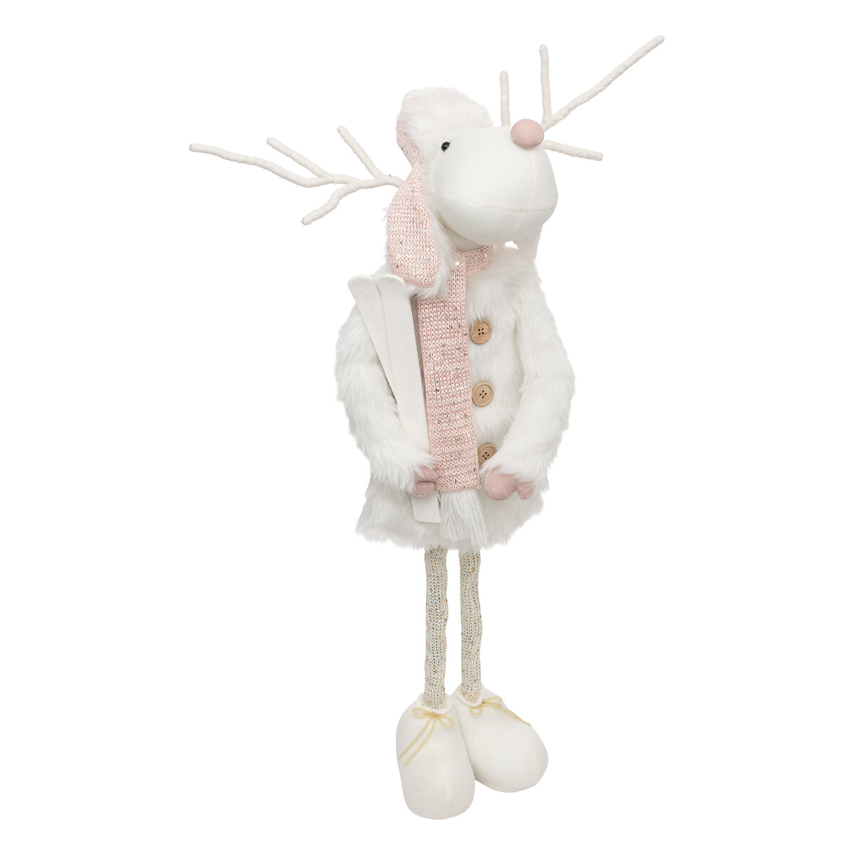 Figura rena exterior rosa e branco 76cm