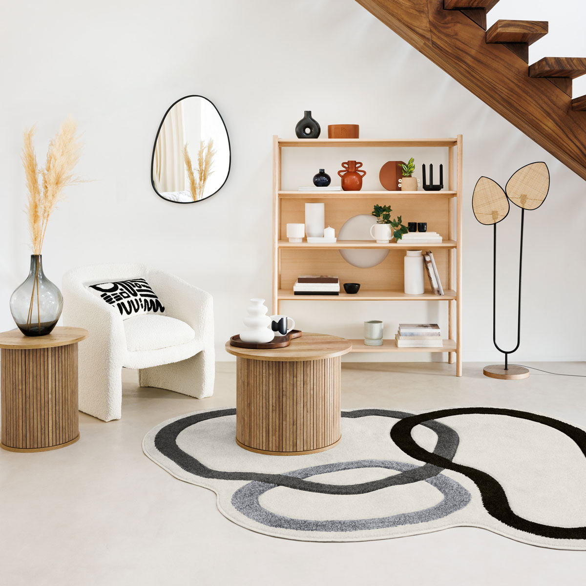 Mesa de apoio redonda bege COLVA 40cm,  Mesa de apoio redonda bege COLVA 40cm