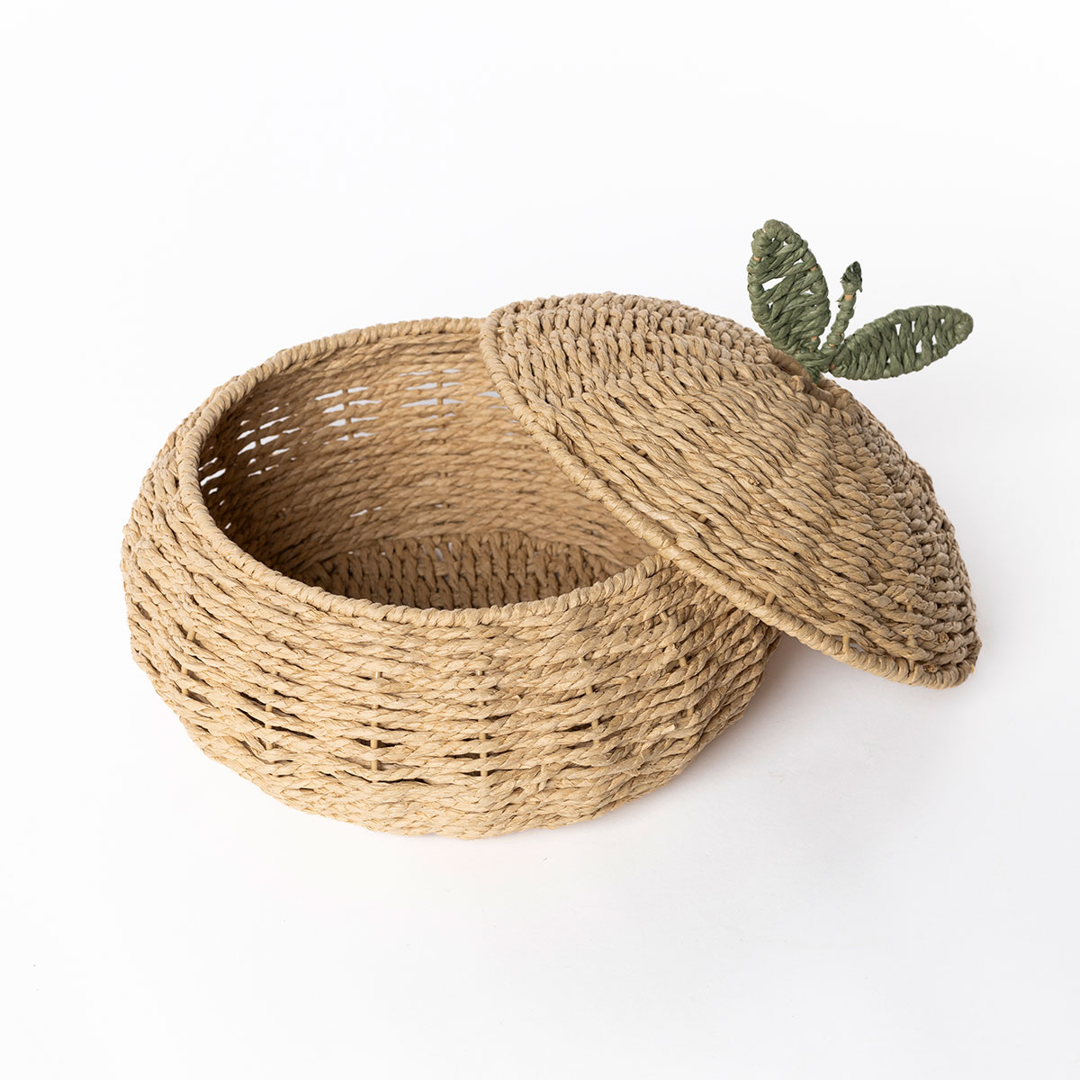 Fruteira com tampa TRAMARE castanha em juta 20cm